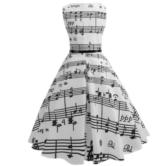 Vintage Style Music Print Dress - Picture 3 of 6